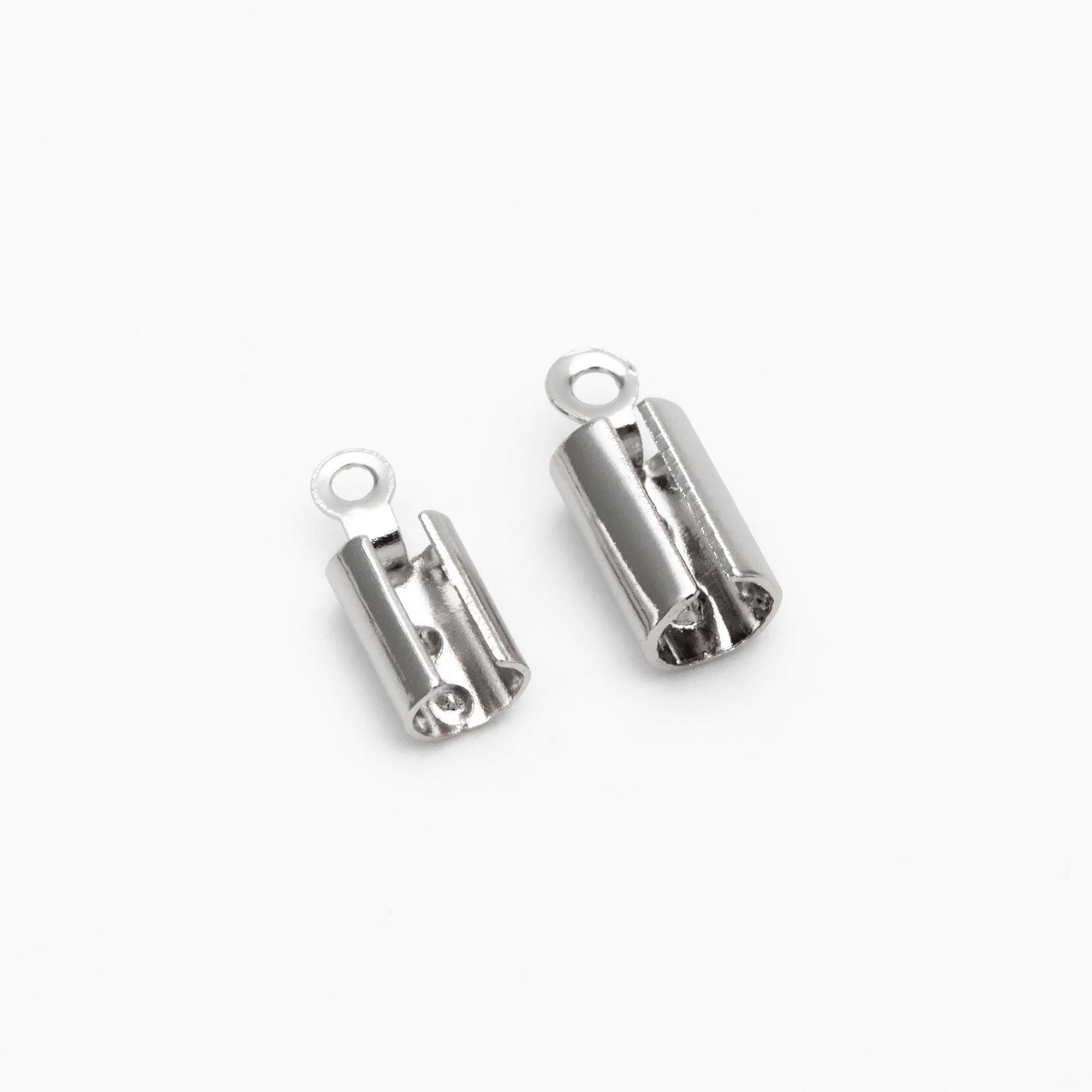 20pcs Gold/ Silver/ Rose Gold Crimp End Tips Caps, Leather Hemp Cord Chain Ends 4mm/ 5mm, Gold plated Brass, Lead Nickel Free (GB-330)